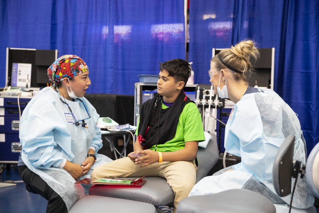 ST. PETERSBURG, FL - JULY 12: About 300 kids from the Boys and Girls Club of the Suncoast attend Team Smile Dental Day for free dental exams, games, and Papa Johns Pizza at Tropicana Field in St. Petersburg, FL on July 12, 2019.  (Scott Audette / Tampa Bay Rays)